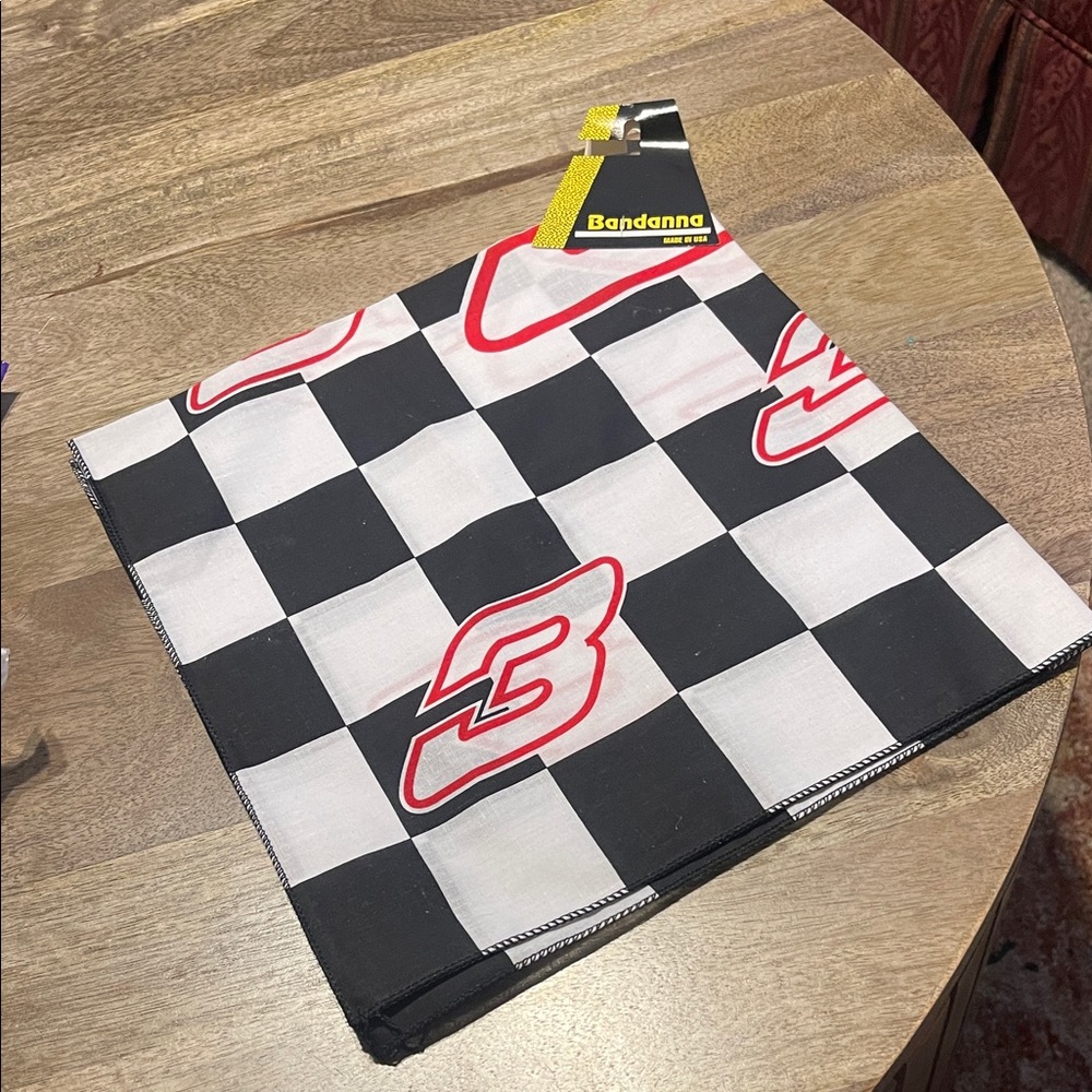 Racing Checkered Bandana with Red Number Accents